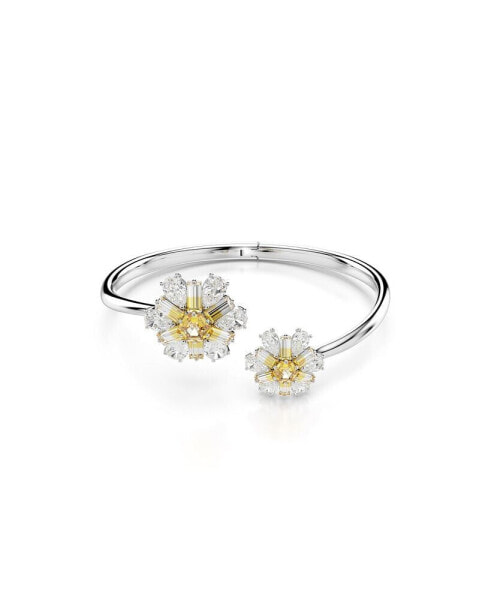 Flower, Yellow, Rhodium Plated Idyllia Bangle Bracelet