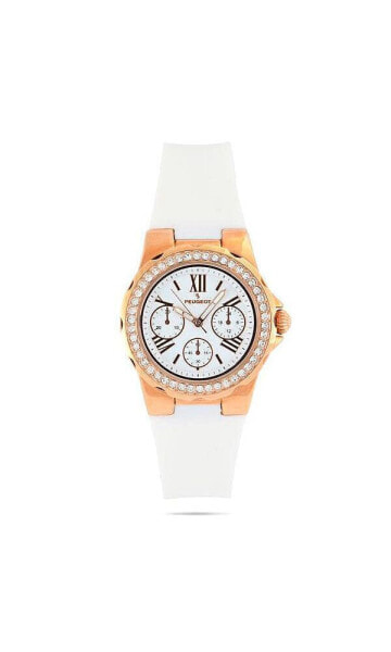 Women's Rose Gold Wrist Watch with Crystal Bezel and Silicone Rubber Band