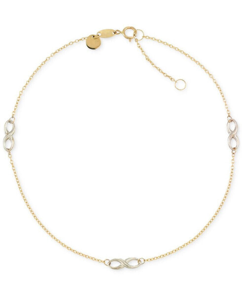 Two-Tone Infinity Design Anklet in 14k Gold and 14k White Gold