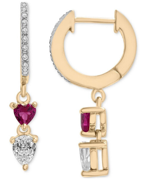 Серьги Macy's RubySapphire & Diamond Dangle Hoop