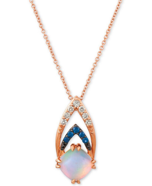 Le Vian neopolitan Opal (3/4 ct. t.w.), Passion Ruby Accent & Nude Diamonds (1/10 ct. t.w.) 18" Pendant Necklace in 14k Rose Gold