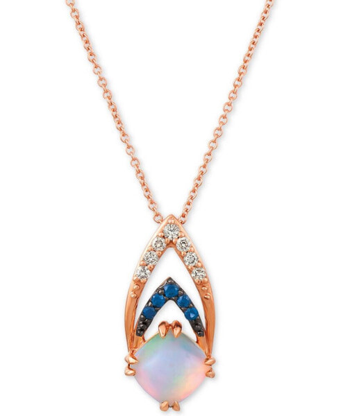 Neopolitan Opal (3/4 ct. t.w.), Passion Ruby Accent & Nude Diamonds (1/10 ct. t.w.) 18" Pendant Necklace in 14k Rose Gold