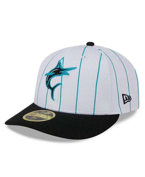 Men's White Miami Marlins 2024 Batting Practice Low Profile 59FIFTY Fitted Hat