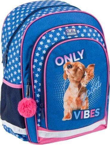Школьный рюкзак для девочек Starpak синий цвет, с принтом собаки