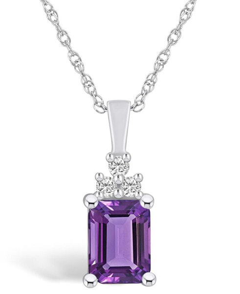 Amethyst (1-5/8 Ct. T.W.) and Diamond (1/10 Ct. T.W.) Pendant Necklace in 14K White Gold