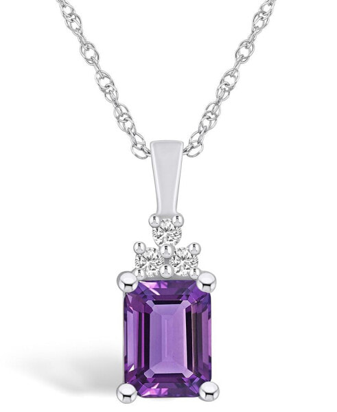 Macy's amethyst (1-5/8 Ct. T.W.) and Diamond (1/10 Ct. T.W.) Pendant Necklace in 14K White Gold