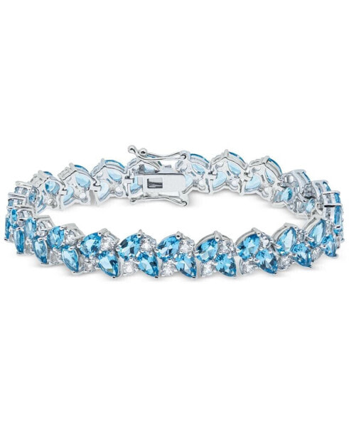 Swiss Blue Topaz (20 ct. t.w.) & White Topaz (5-1/3 ct. t.w.) Cluster Bracelet in Sterling Silver