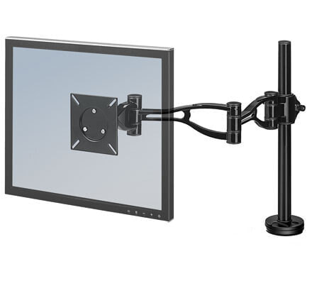 Fellowes Vista Single Monitor Arm - Monitor Mount for 10KG 32 Inch Screens - Adjustable Monitor Desk Mount - Pan 180° Rotation 360°, VESA 75 x 75/100 x 100 - Black, Clamp, 10 kg, 81.3 cm (32"), 100 x 100 mm, Height adjustment, Black