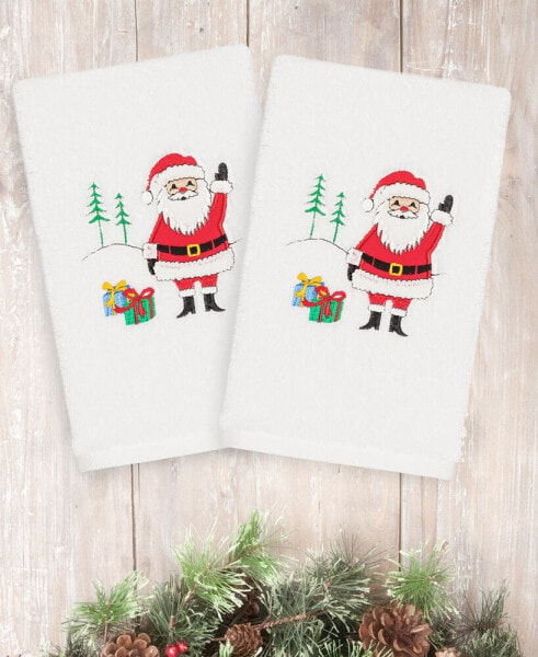 Christmas Santa Waving 100% Turkish Cotton 2-Pc. Hand Towel Set