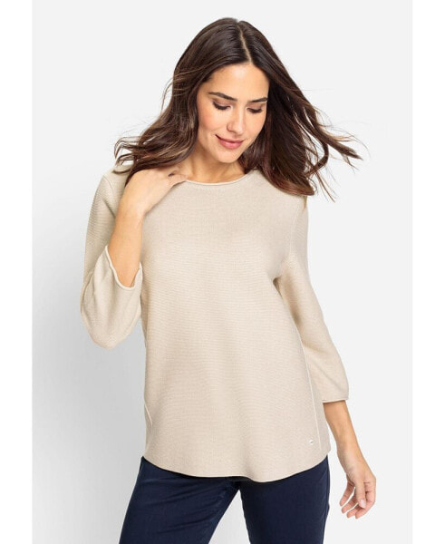 Women's Cotton Blend 3/4 Sleeve Boat Neck Pullover