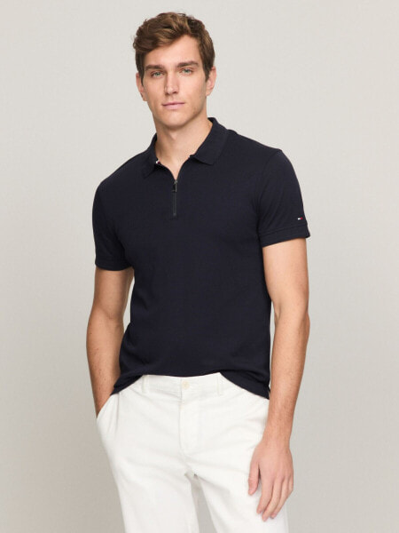 Slim Fit Interlock Zip Polo