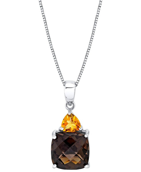 Macy's smoky Quartz (4-1/5 ct. t.w.) & Citrine (3/8 ct. t.w.) 18" Pendant Necklace in Sterling Silver