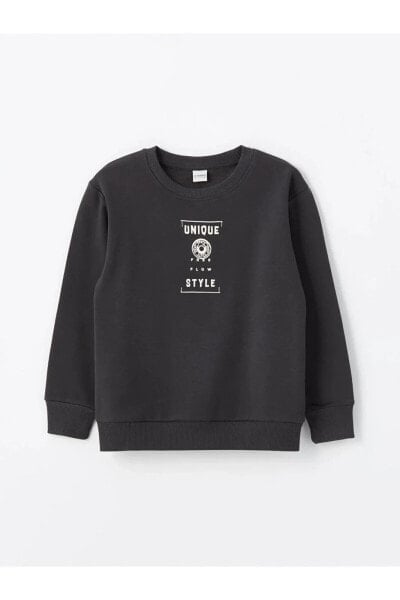 LCW Kids Bisiklet Yaka Baskılı Uzun Kollu Erkek Çocuk Sweatshirt