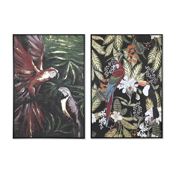 Painting DKD Home Decor Parrot Tropical 83 x 4,5 x 122,5 cm 83 x 4,5 x 123 cm (2 Units)
