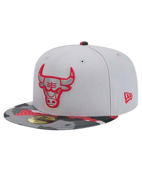 Men's Gray Chicago Bulls Active Color Camo Visor 59FIFTY Fitted Hat