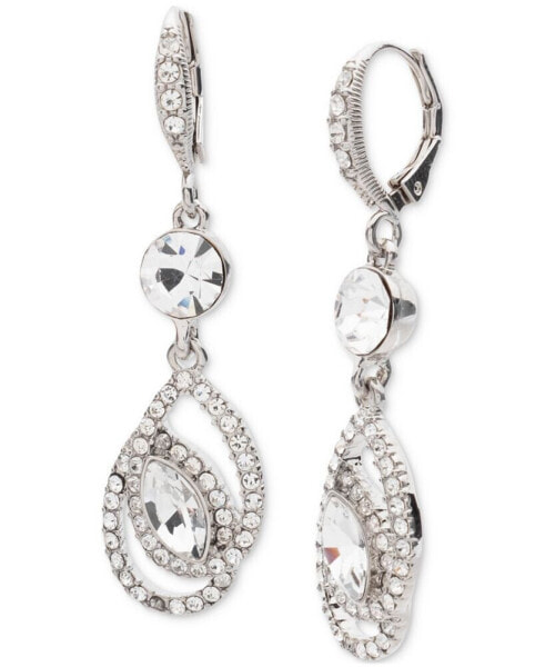 Silver-Tone Crystal Pavé Pear Drop Earrings