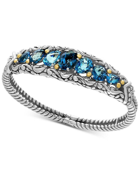 EFFY® Ocean Bleu London Blue Topaz (7-1/2 ct. t.w.) and Swiss Blue Topaz (5-1/8 ct. t.w.) Bracelet in Sterling Silver and 18k Gold