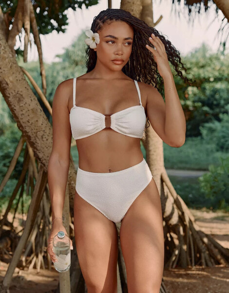 4th & Reckless x Loz Vassallo lulu crinkle high waist bikini bottom in cream