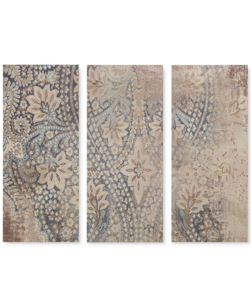 Weathered Damask Walls 3-Pc. Linen Canvas Print Set