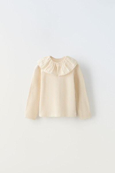 Collared open knit top