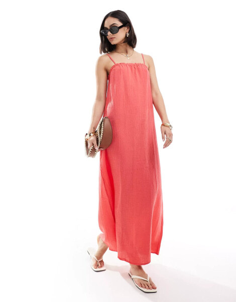 Vero Moda strappy maxi dress in poppy red