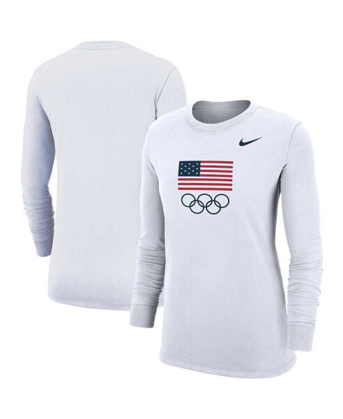 Women's White Team USA Core Long Sleeve T-shirt