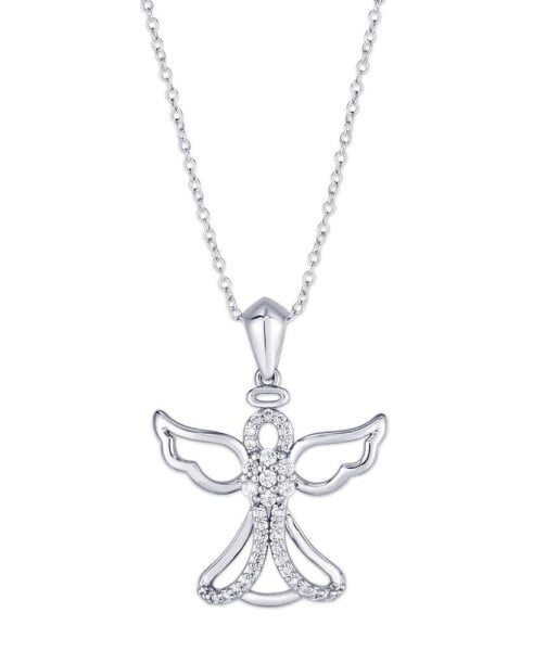 Macy's cubic Zirconia Angel Pendant Necklace in Silver Plate