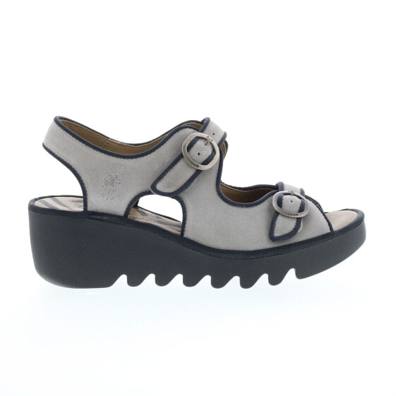 Fly London Bara BARA355FLY-001 Womens Gray Suede Wedges Sandals Shoes 42