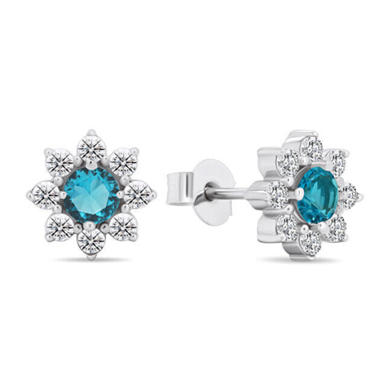 Decent silver earrings with cubic zirconia Flowers EA577WAQ