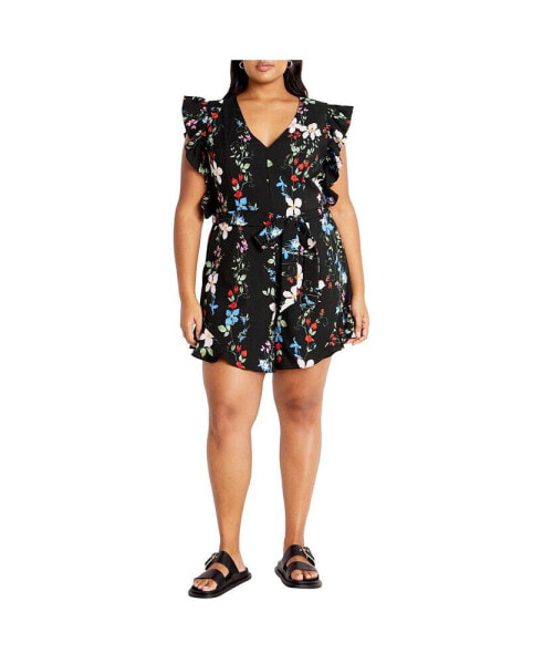 Plus Size Fee Print Romper