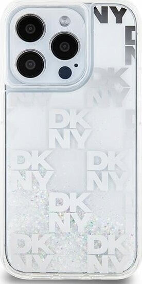 DKNY DKNY Liquid Glitter Multilogo - Etui iPhone 15 Pro (biały)