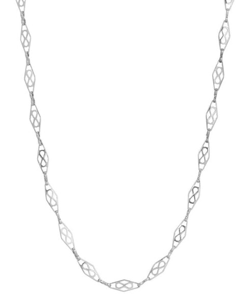 Silver-Tone Diamond Shaped Link Chain Necklace