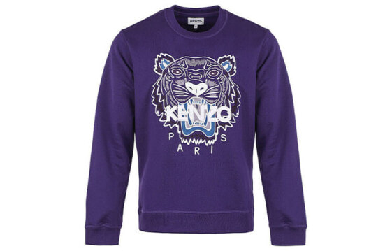 Толстовка KENZO FW21 с тигром на груди, мужская, цвет синий, длинный рукав