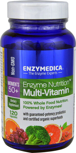 Enzymedica Enzyme Nutrition Multi-Vitamin Women's 50 + Цельнопищевые мультивитамины с пробиотиками для женщин от 50 лет 120 капсул