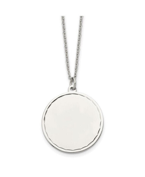 Engrave able Round Disc Pendant Cable Chain Necklace