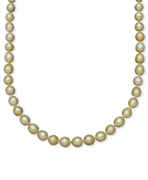 Belle de Mer pearl Necklace, 14k Gold Golden South Sea Pearl Oval Strand (10-12mm)
