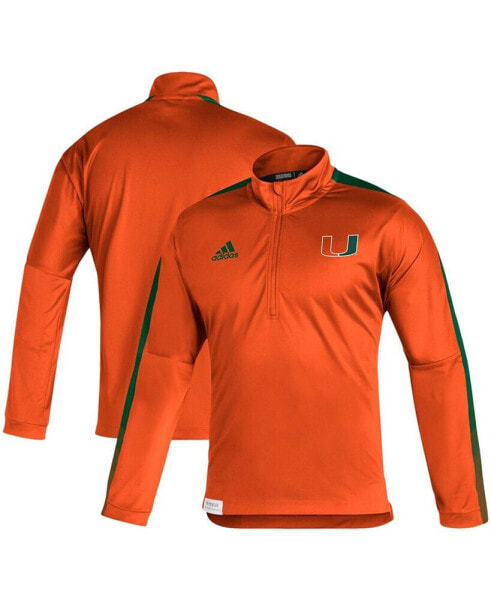 Men's Orange Miami Hurricanes 2021 Sideline Quarter-Zip Jacket