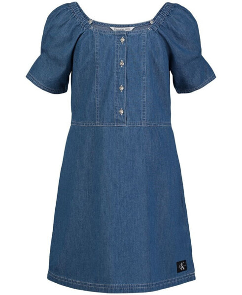 Платье для малышей Calvin Klein Джинсовое с квадратным вырезом