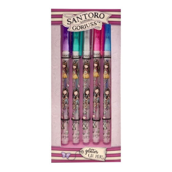 SANTORO LONDON Set Of 5 Gel Pens Gorjuss™ Cheshire Cat Pen