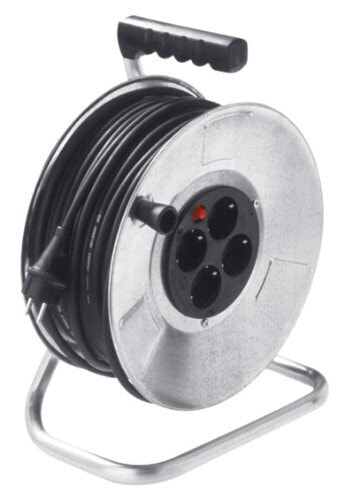 Удлинитель BACHMANN 398.182 - 50 m - 4 AC outlet(s) - IP20 - Steel - Black - Silver - 250 V