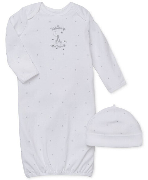 Baby Boys or Baby Girls Welcome To The World Gown and Hat, 2 Piece Set
