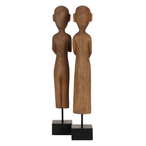 Decorative Figure Natural African Man 14,5 x 9 x 38,5 cm (2 Units)