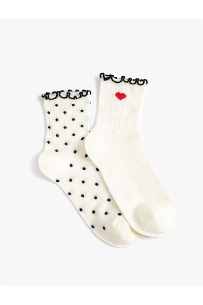 Kalpli 2'li Soket Çorap Seti Puantiyeli Fırfır Detaylı