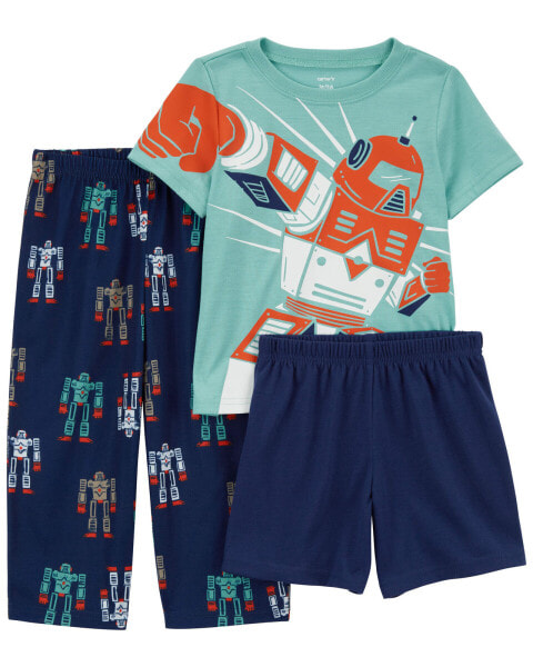 Toddler 3-Piece Robot Loose Fit Pajamas 2T