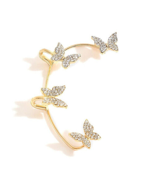 Women's Gold Embellished Butterfly Ear cuff Earrings