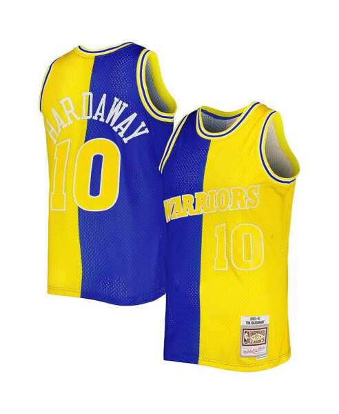 Men's Tim Hardaway Royal, Gold Golden State Warriors Hardwood Classics 1990-91 Split Swingman Jersey