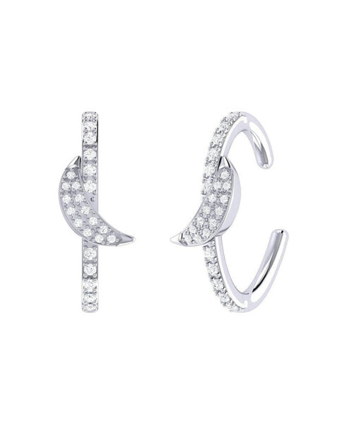 Moonlit Design Sterling Silver Diamond Women Ear Cuff