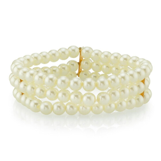 Gold-Tone Simulated Pearl 3-Row Bracelet