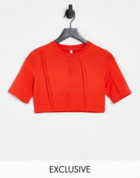 ASYOU seam detail crop t-shirt in red