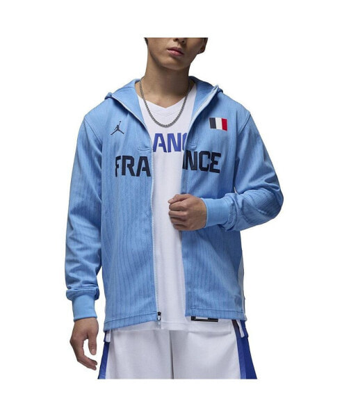 Men's Blue France Basketball Authentic On-Court Game Full-Zip Jacket